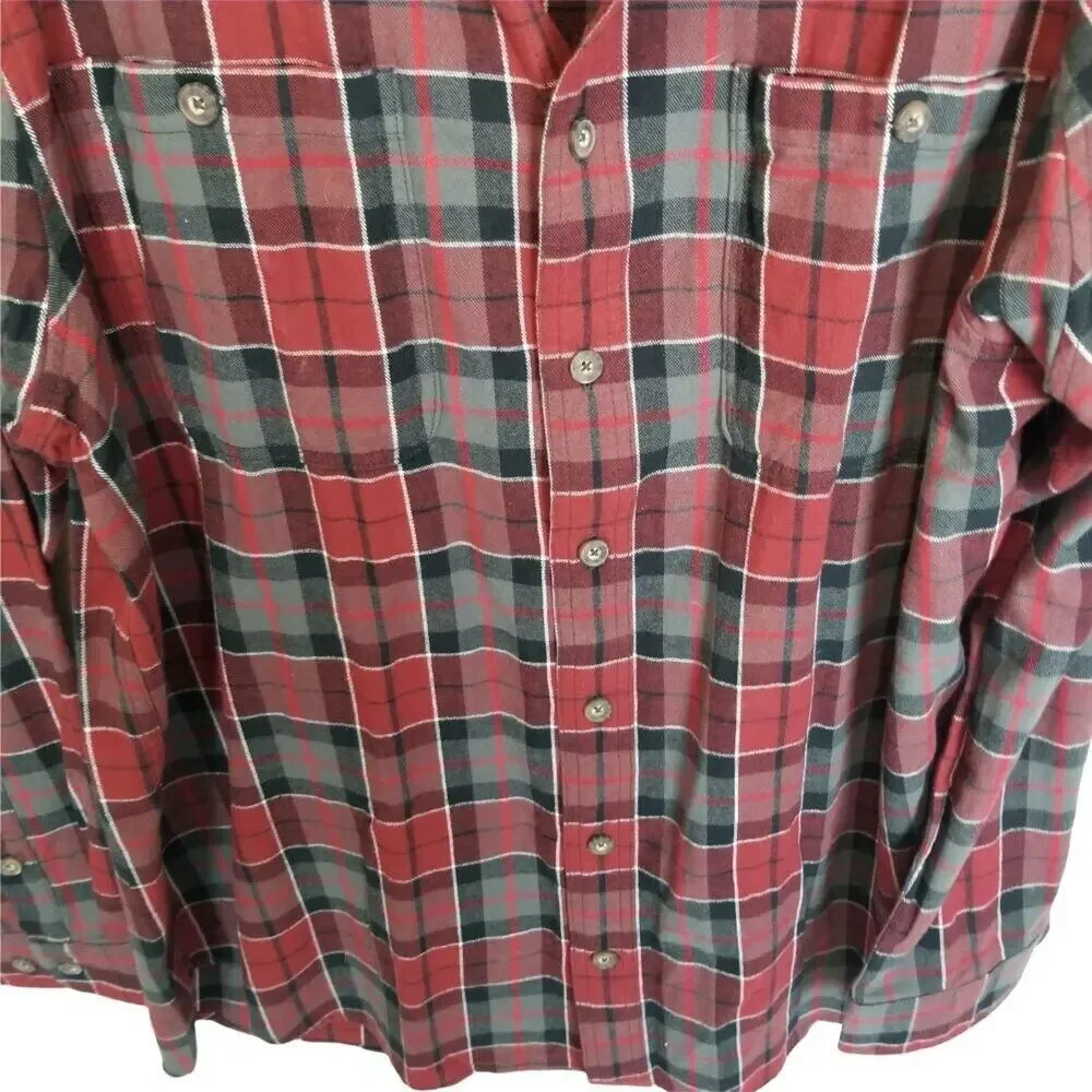 Duluth Trading Co Mens Plaid Button Down Shirt Sz 2XLT Trim Fit Gorpcore Casual